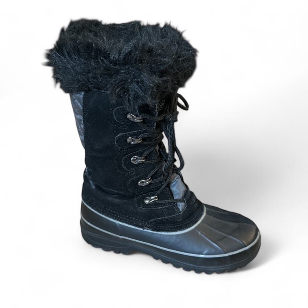 Khombu Nordic 2 women's black suede leather winter snow boots size 7M‎